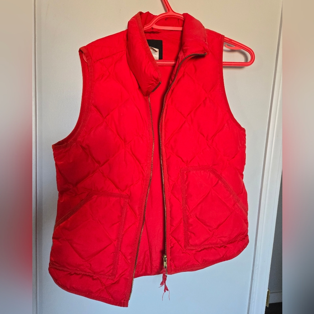 J. Crew Bright Red Quilted Vest